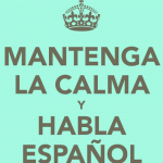 Green background with Spanish writing and a crown at the top 